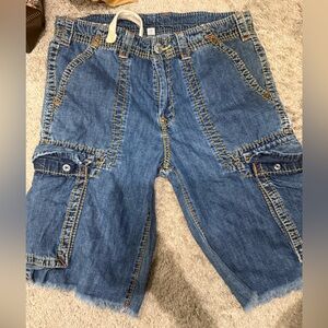 True Religion Blue Cargo Shorts